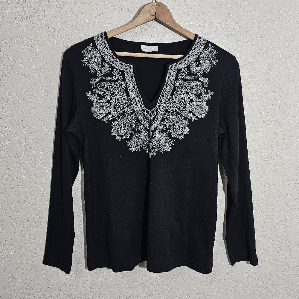 Soft Surroundings Paisley Print V Neck Top